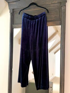 Uniqlo Velvet Elastic Waist Pants in Navy